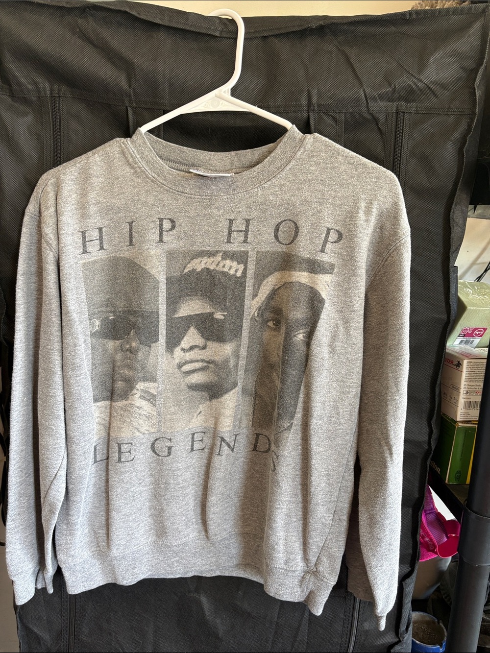 Hip Hop Legends Graphic Crewneck Sweatshirt - Gray
